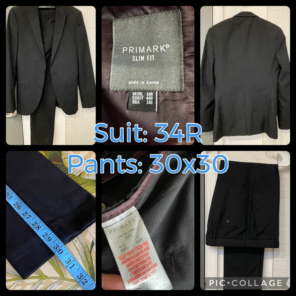 Primark Black Slim Fit Men's Suit